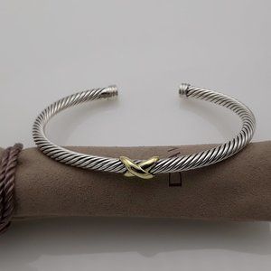 David Yurman 4mm X Bracelet Sterling Silver & Gold